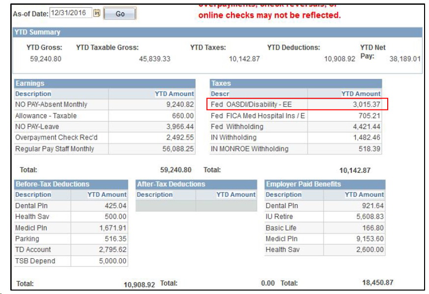 Fed OASDI/Disability - EE