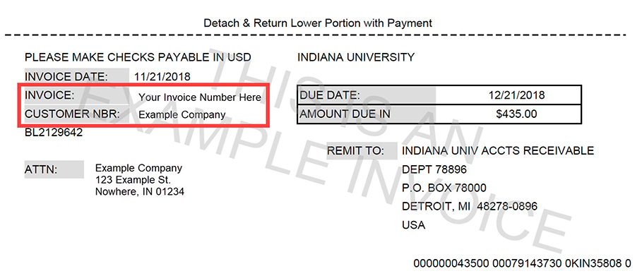 IU invoice screen shot